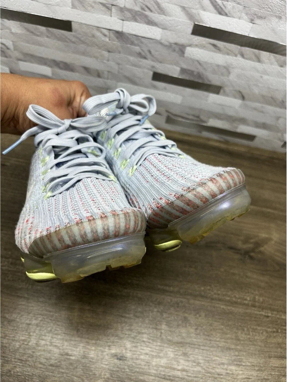 Nike VaporMax Flyknit 3 Women's Size 7.5 Hydrogen Blue Orange Pulse AJ6910-400